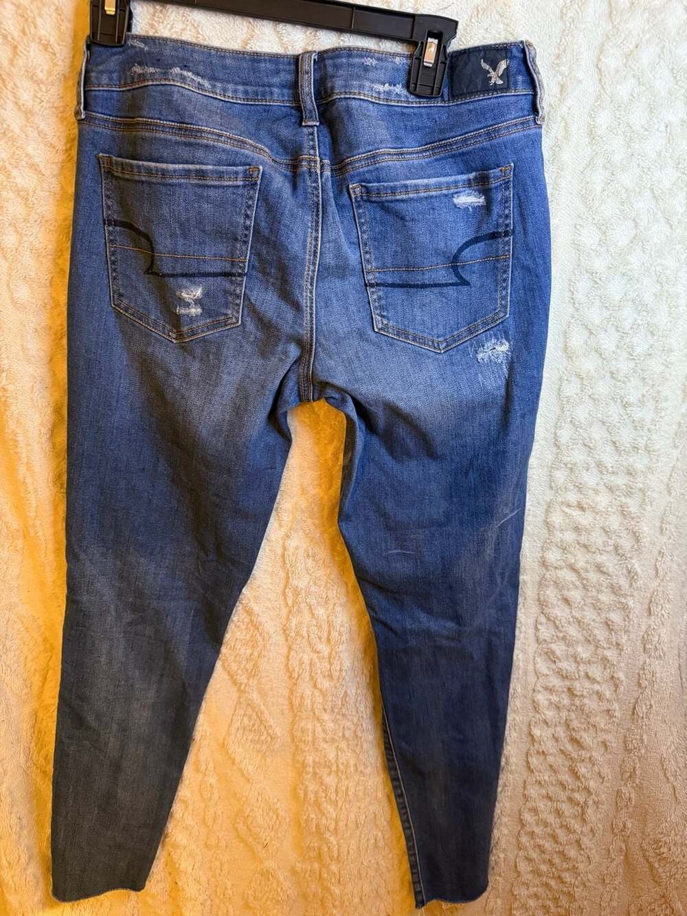 American Eagle Outfitters Super Low Jegging Distressed Ripped Jeans Size 12 Long